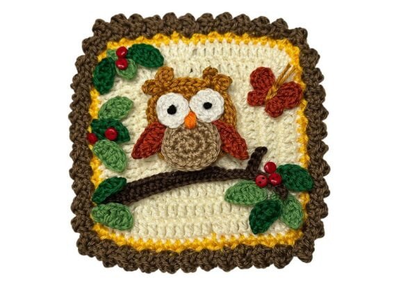 Granny Squaqre Owl Crochet Applique