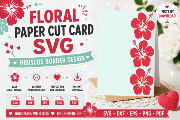 Hibiscus Card SVG | Tropical Cut File |