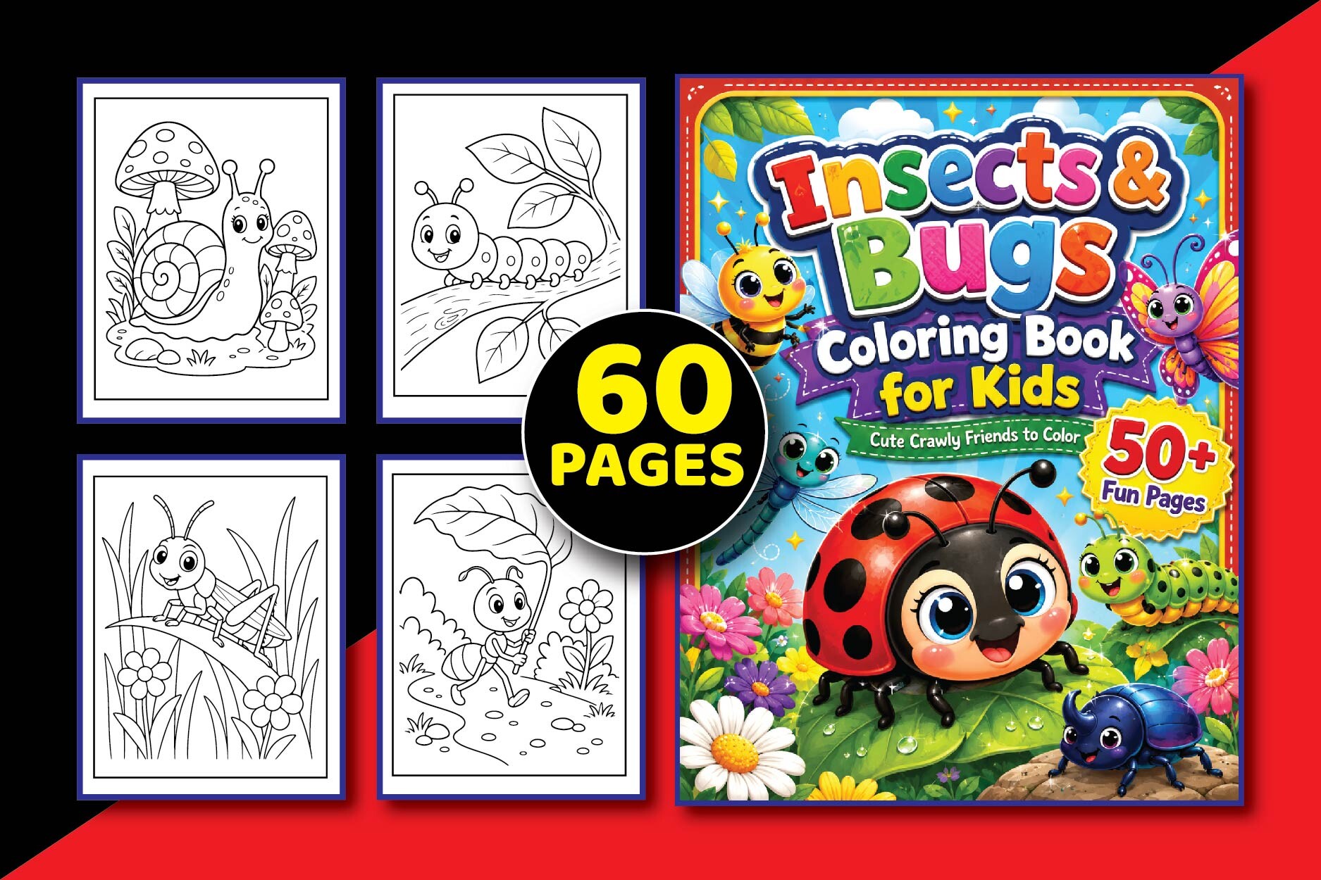 Insects & Bugs Coloring Book for Kids
