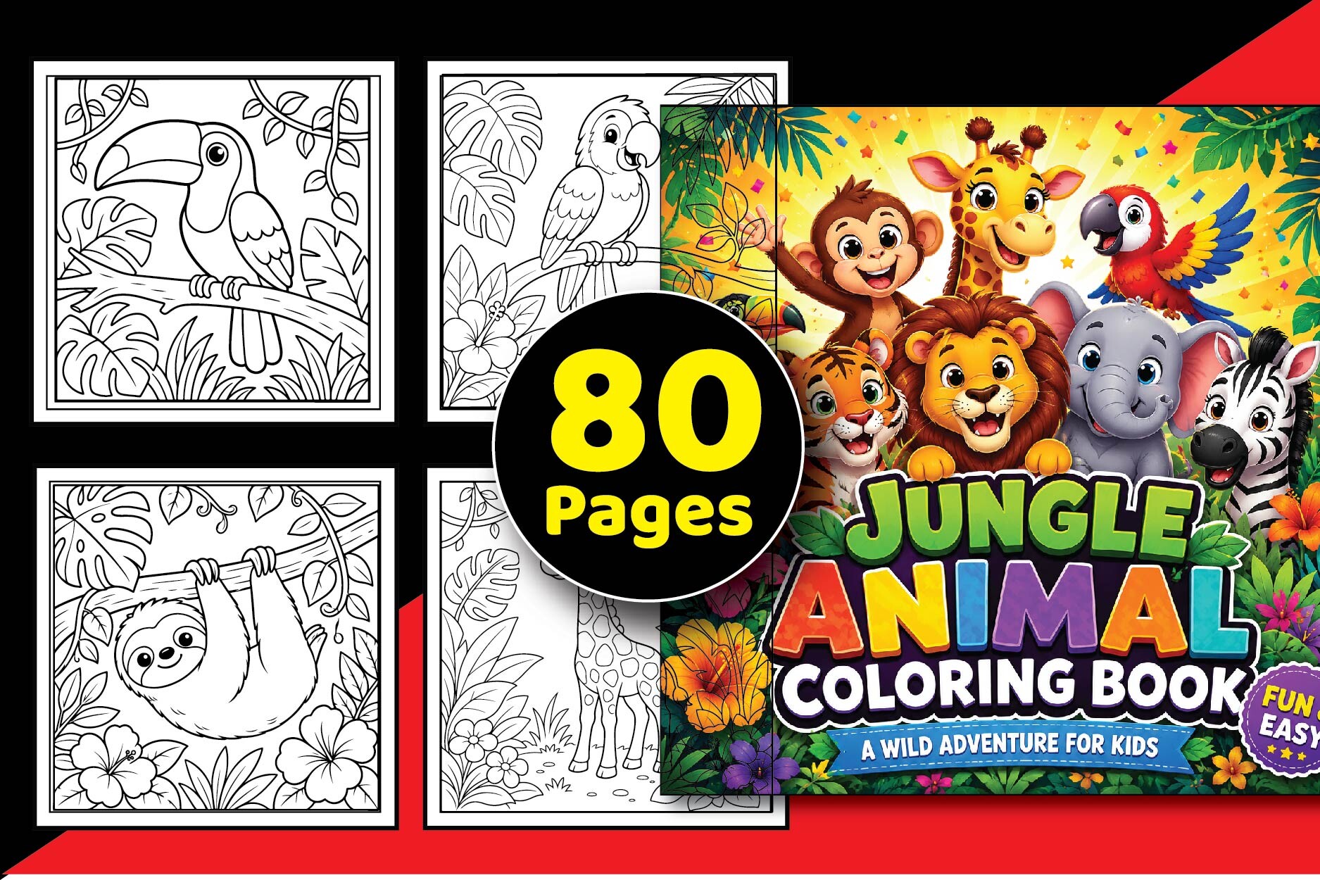 Jungle Animal Coloring Book for Kids
