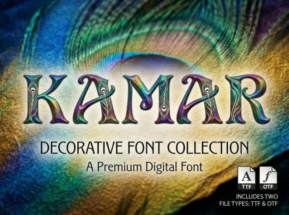 Preview specimen of Kamar decorative font