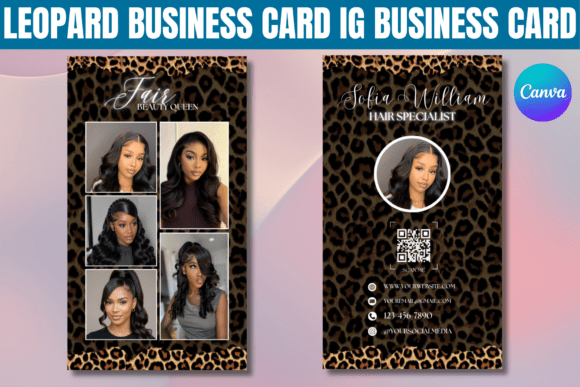 Leopard Business Card Canva Template Graphics