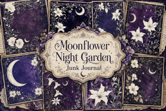 Preview of Moonflower Night Garden Junk Journal