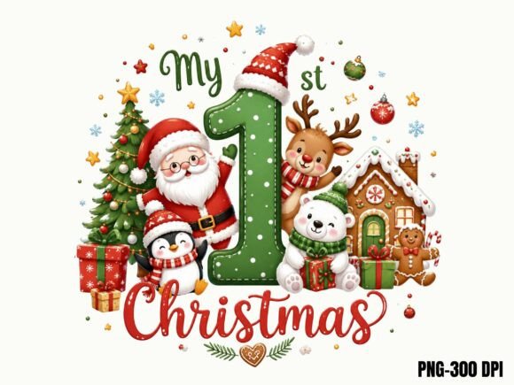 My First Christmas 2026 Santa Baby PNG,
