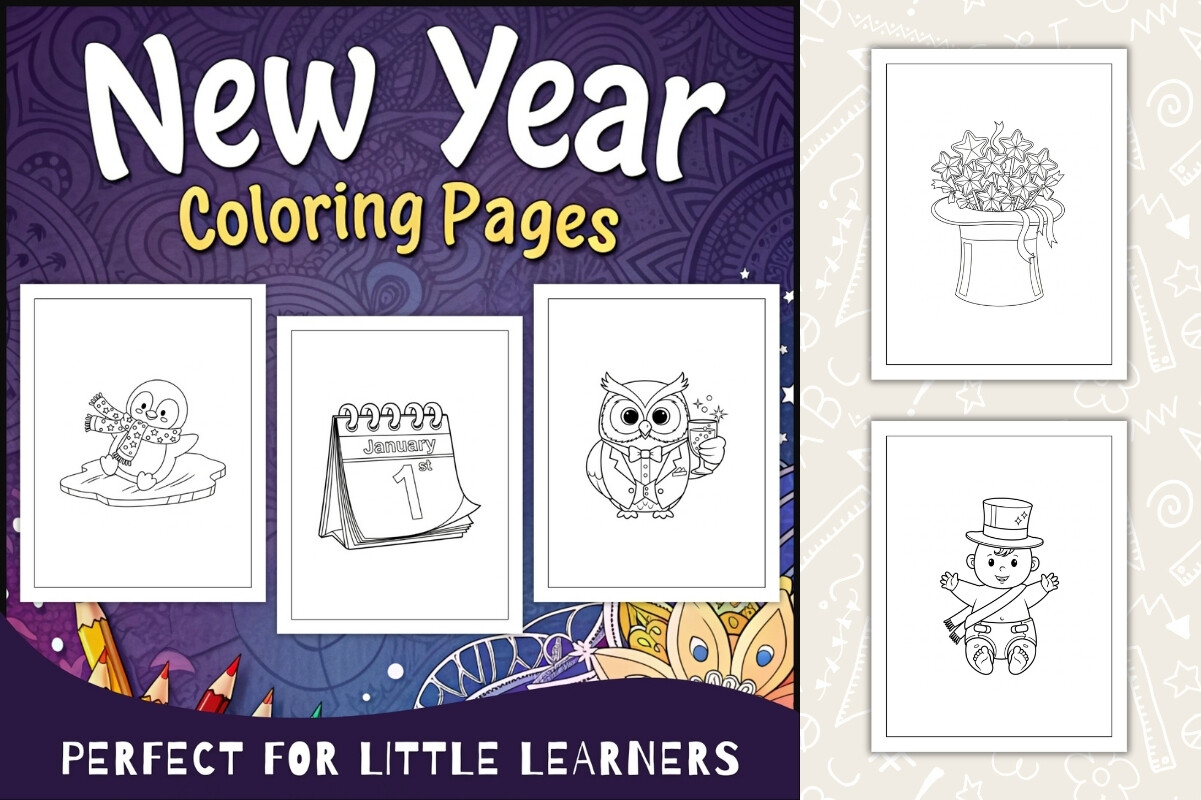 New Year Coloring Pages for Kids