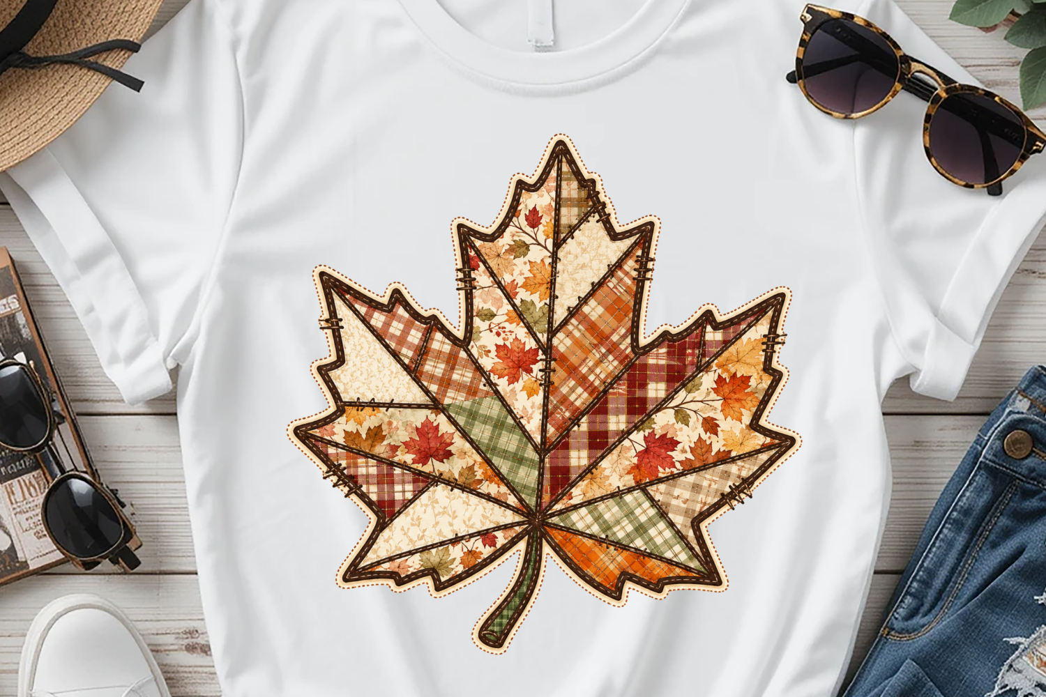Patchwork Autumn Leaf Fall Leaves PNG