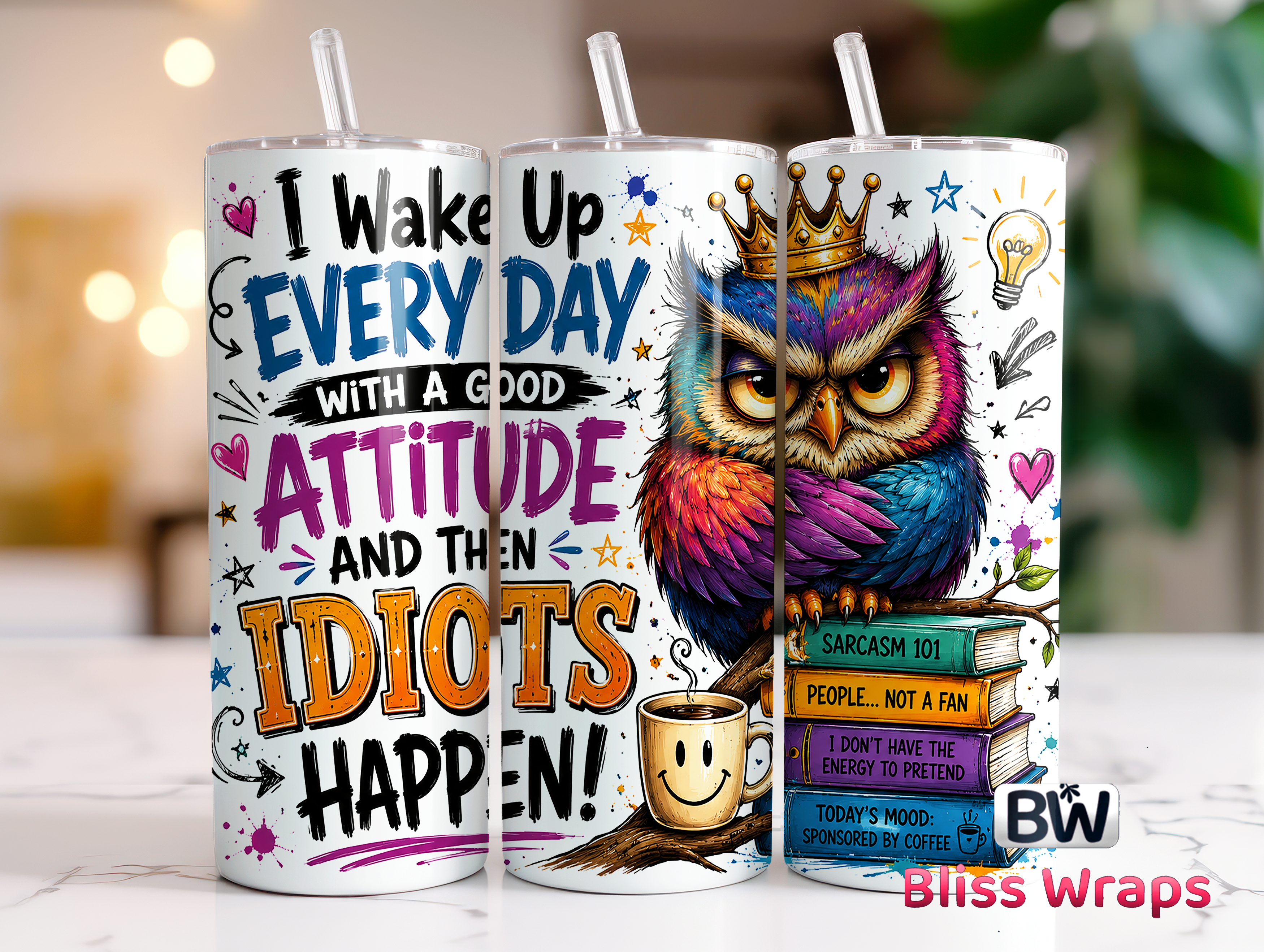 Sarcastic Owl Tumbler Wrap