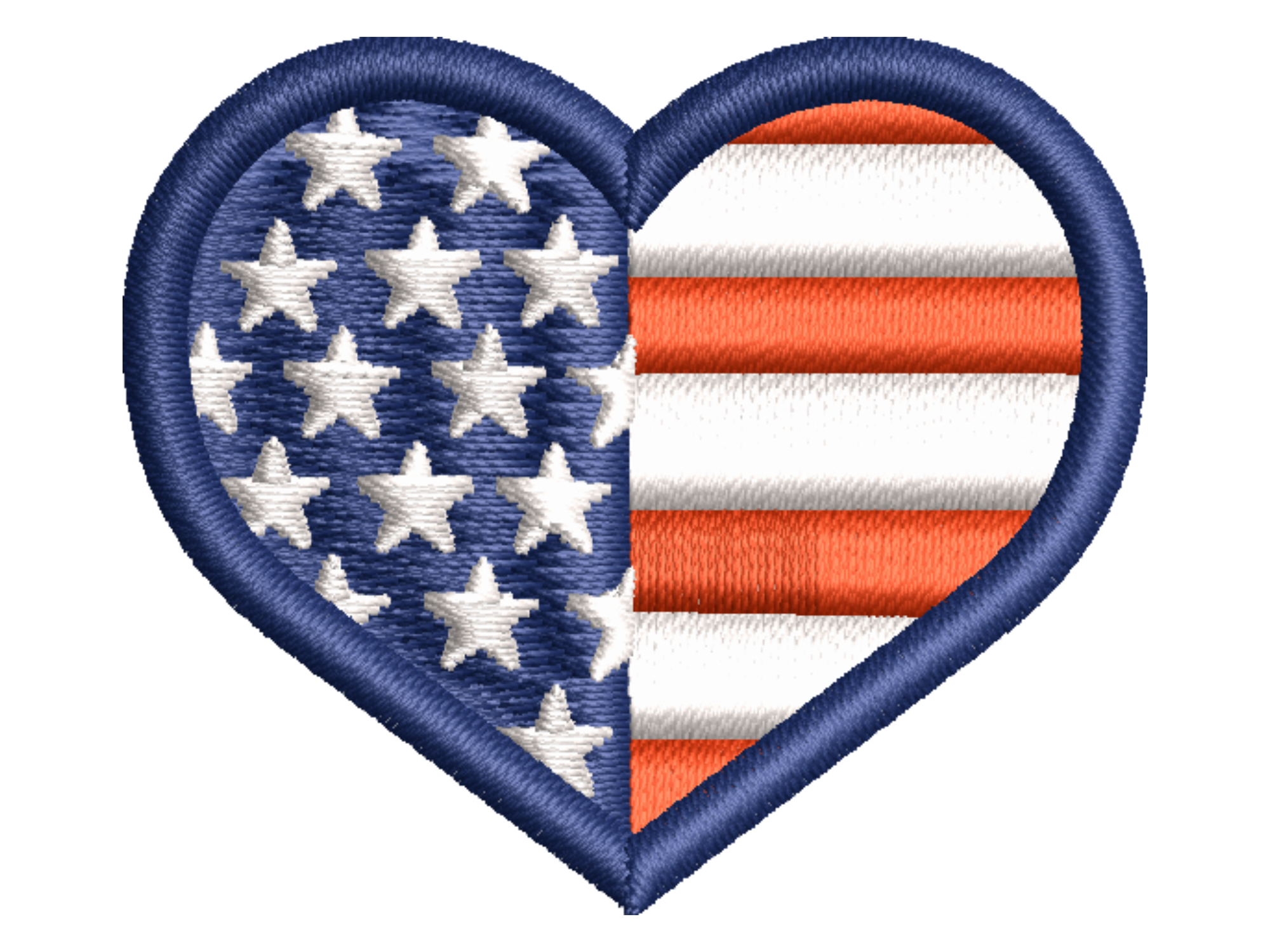 USA Flag Heart Embroidery
