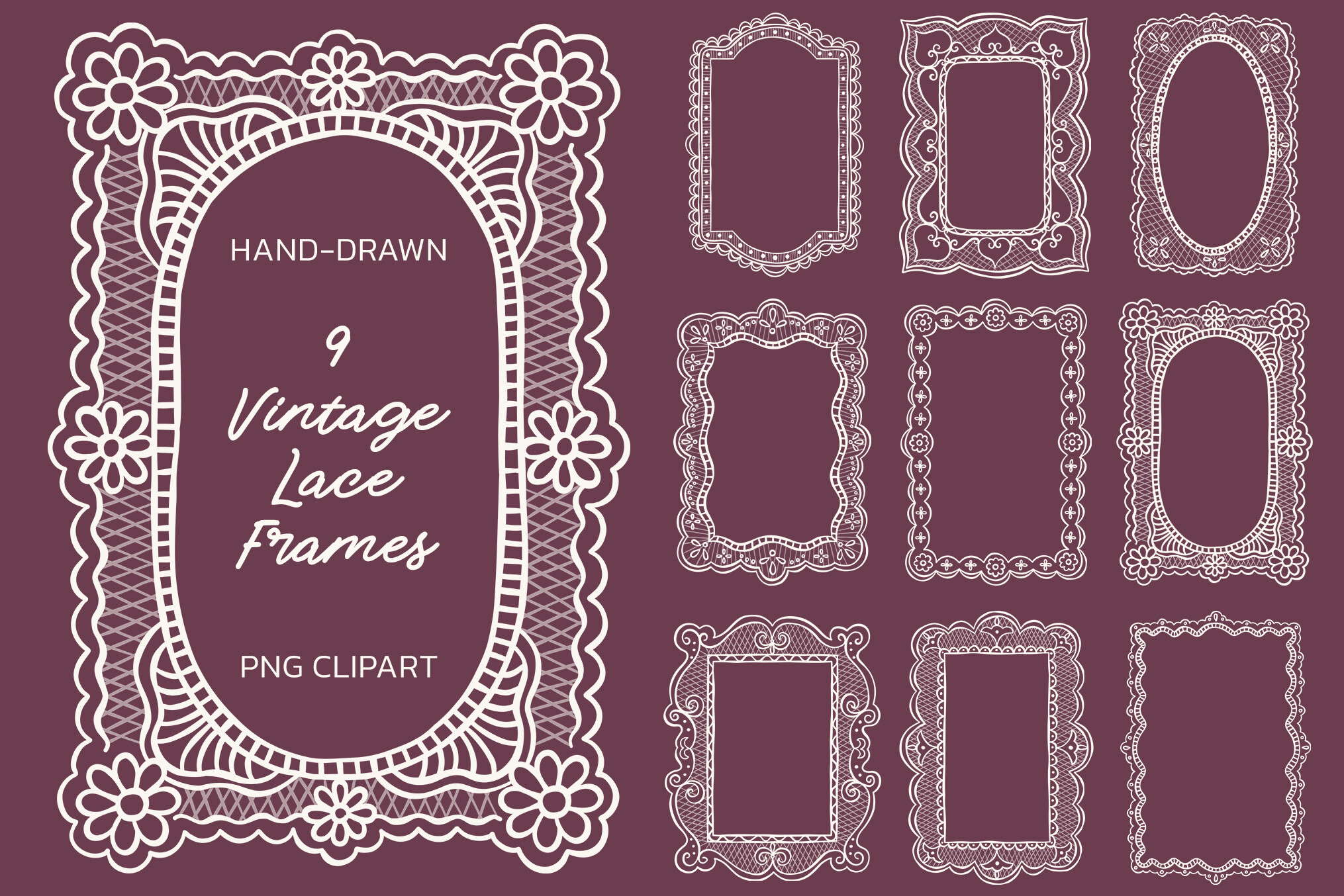 Vintage Wedding Lace Frames Bundle