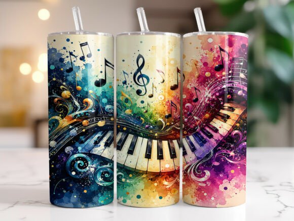 Watercolor Piano Music 20oz Tumbler Wrap