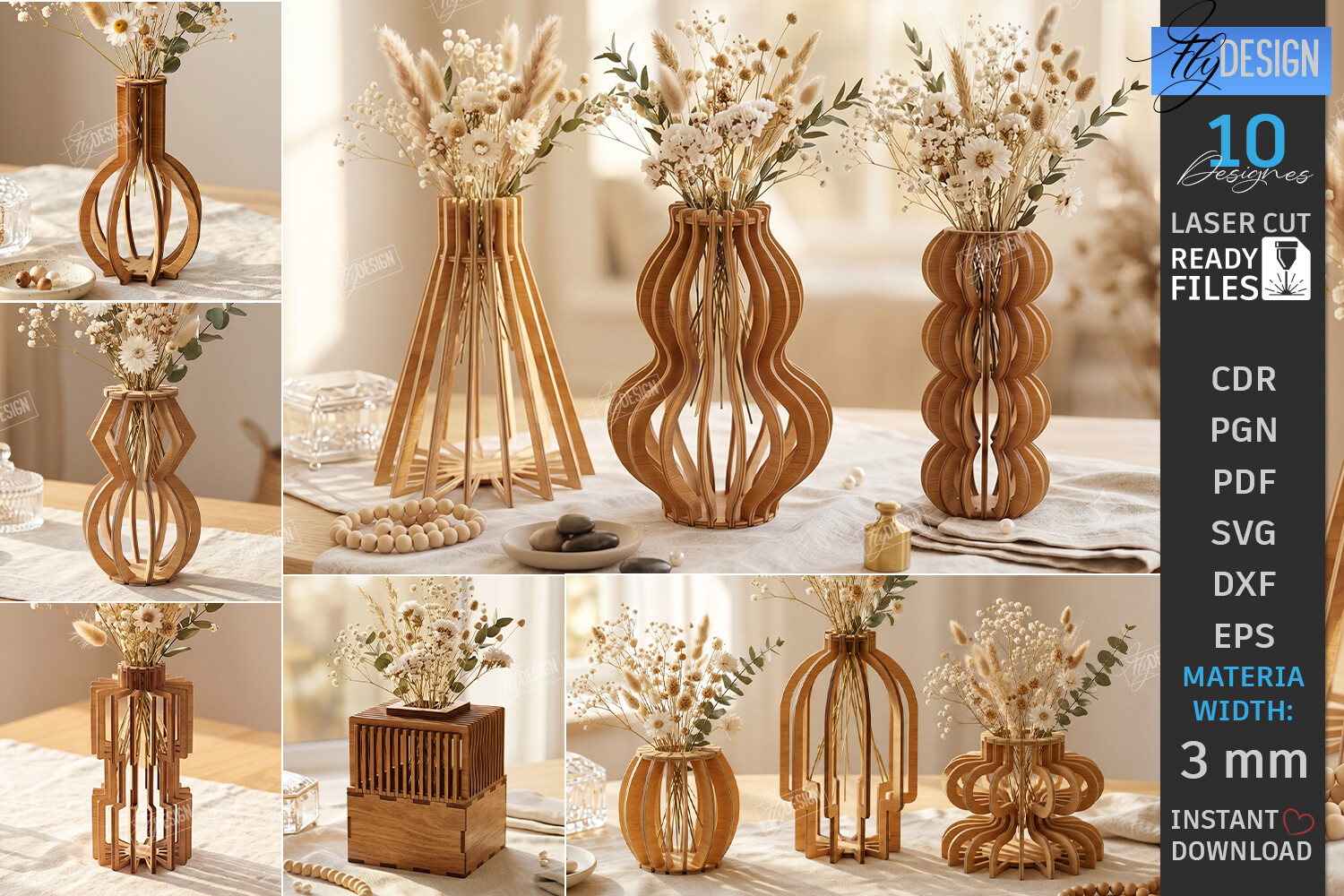Wildflowers Vase Stand Laser Cut Bundle