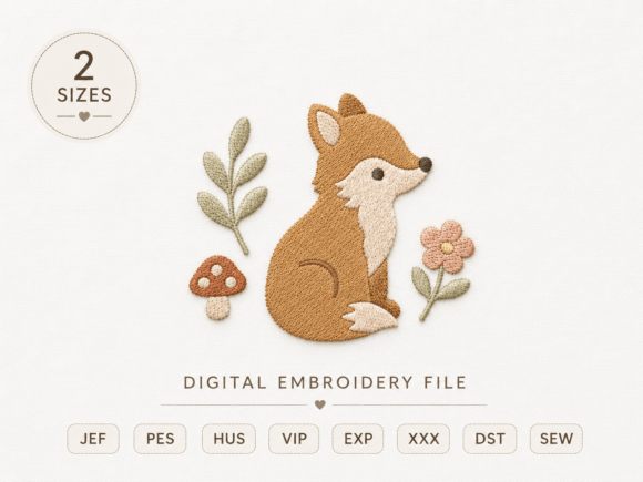 Woodland Fox Embroidery Design