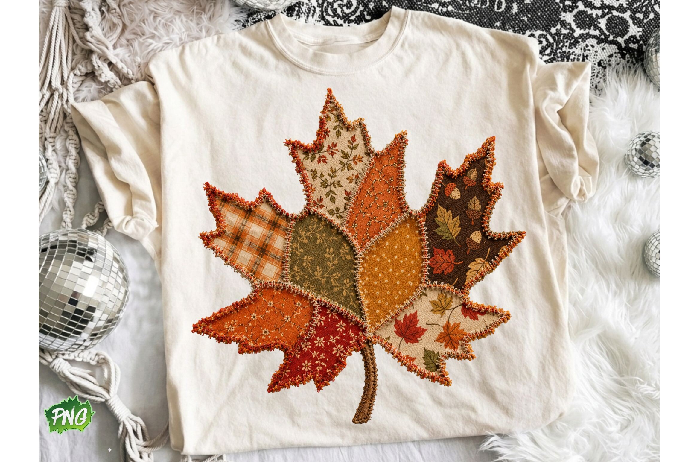 Autumn Leaf PNG Patchwork Fall Leaf PNG Graphic by OrinDesign ...