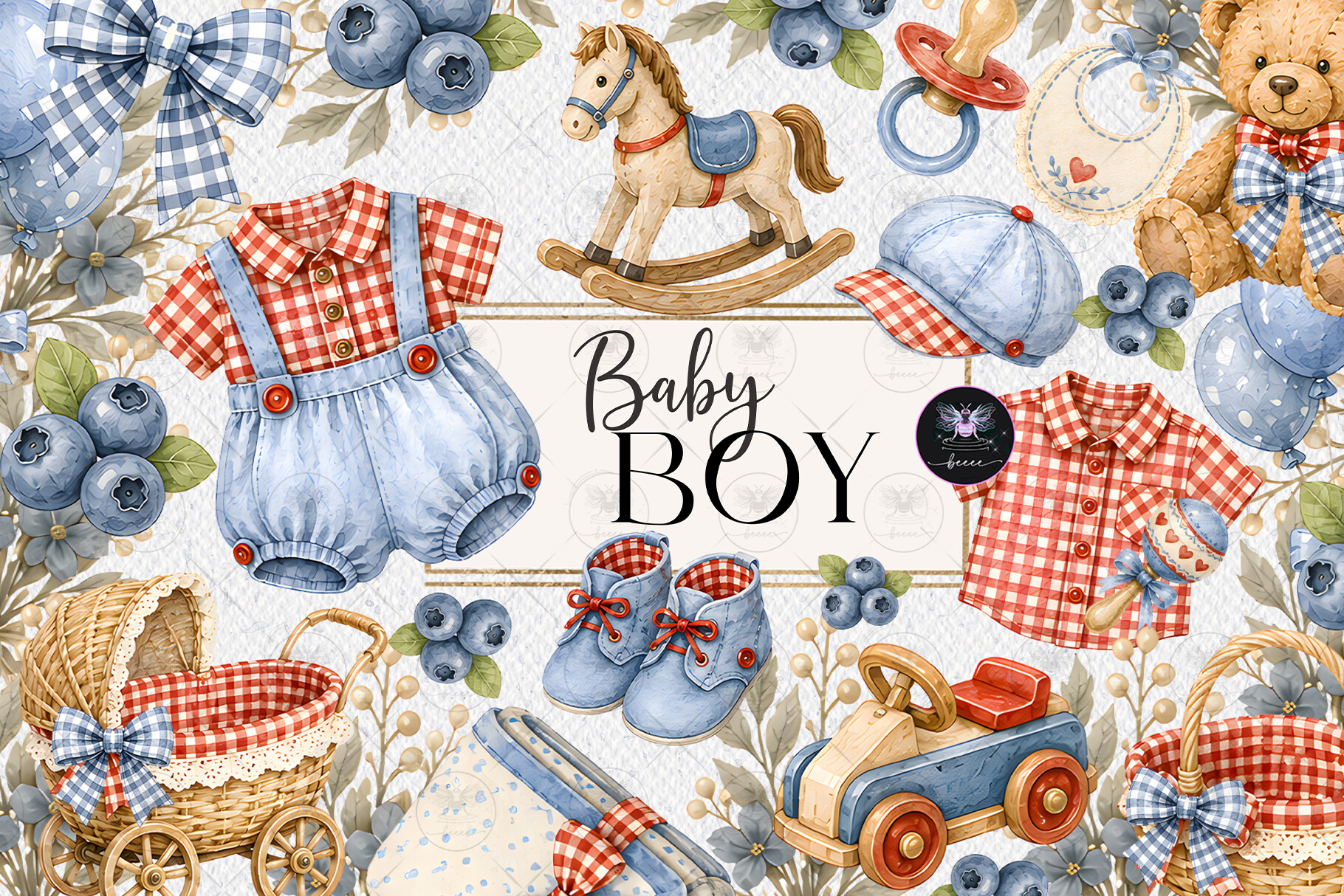 Baby Boy Berry Clipart Watercolor - photo 1