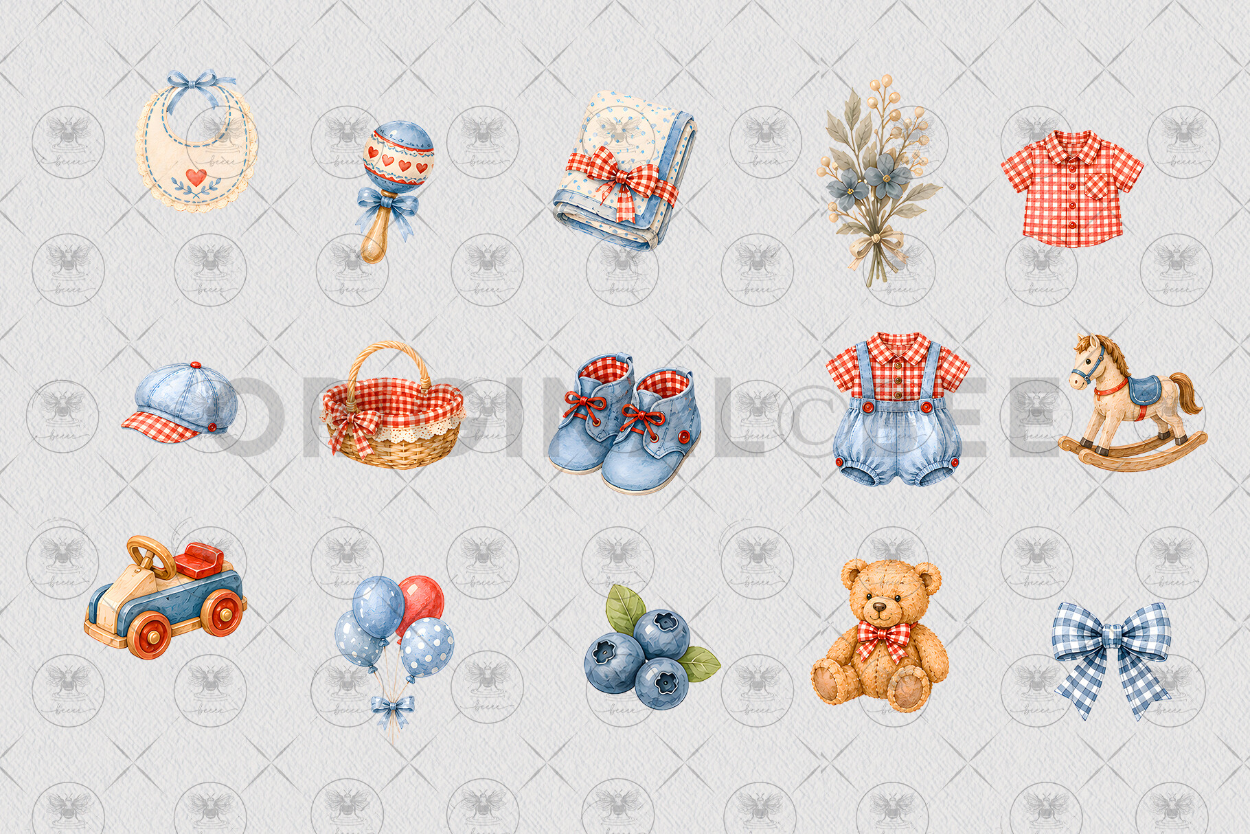 Baby Boy Berry Clipart Watercolor - photo 3