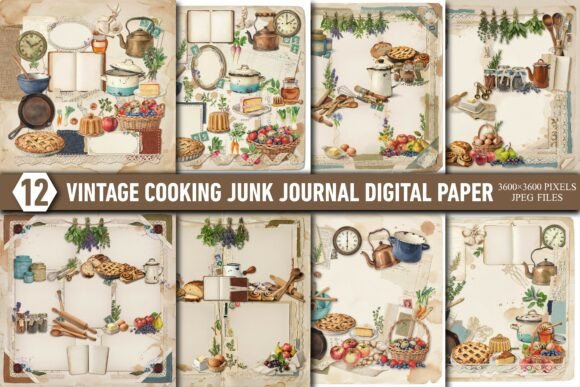 Cooking Junk Journal Digital Paper