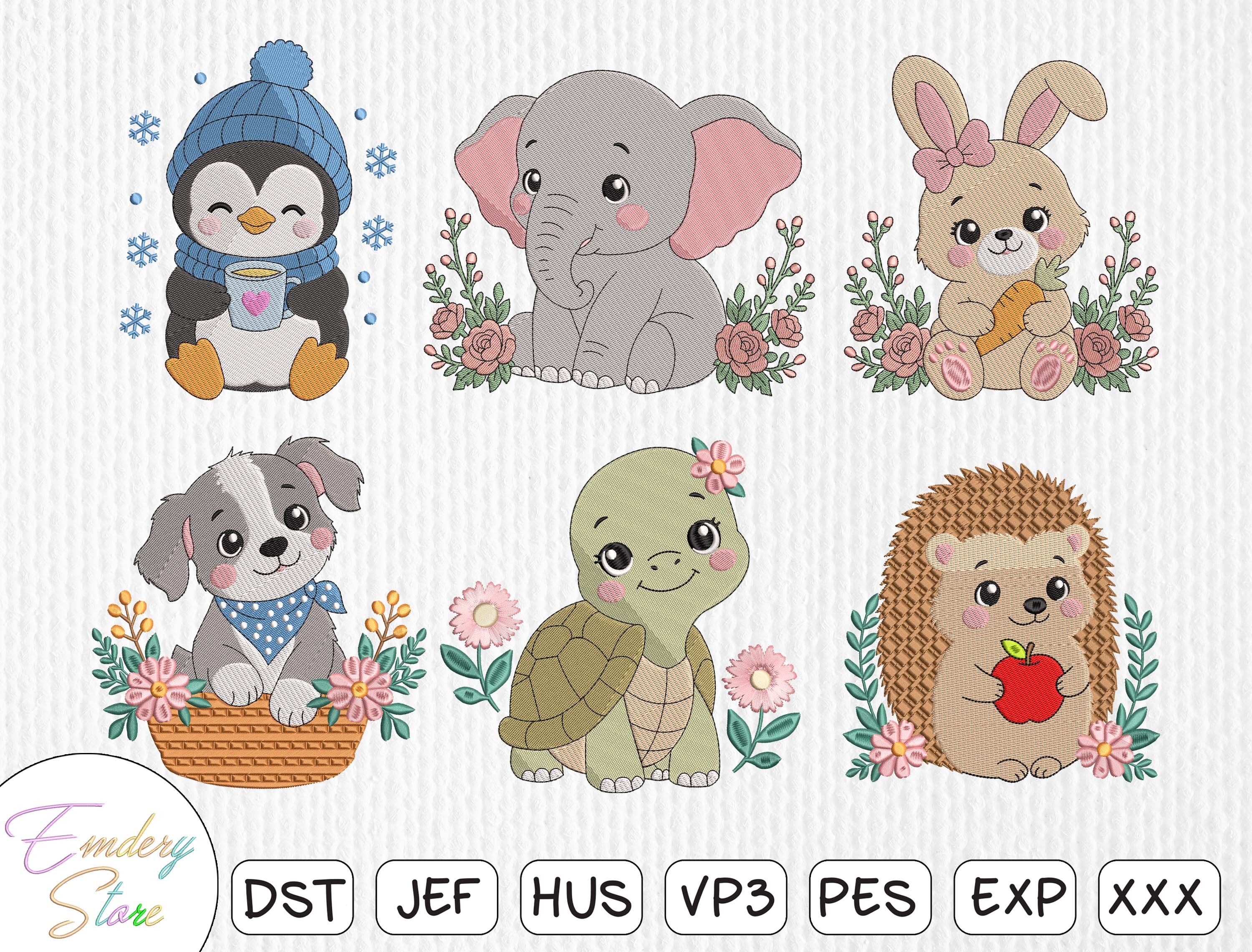 Cute Baby Animal Embroidery File Bundle