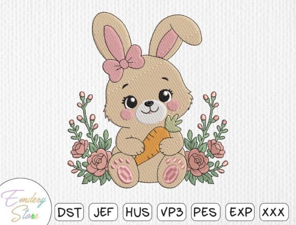 Cute Bunny Embroidery Design