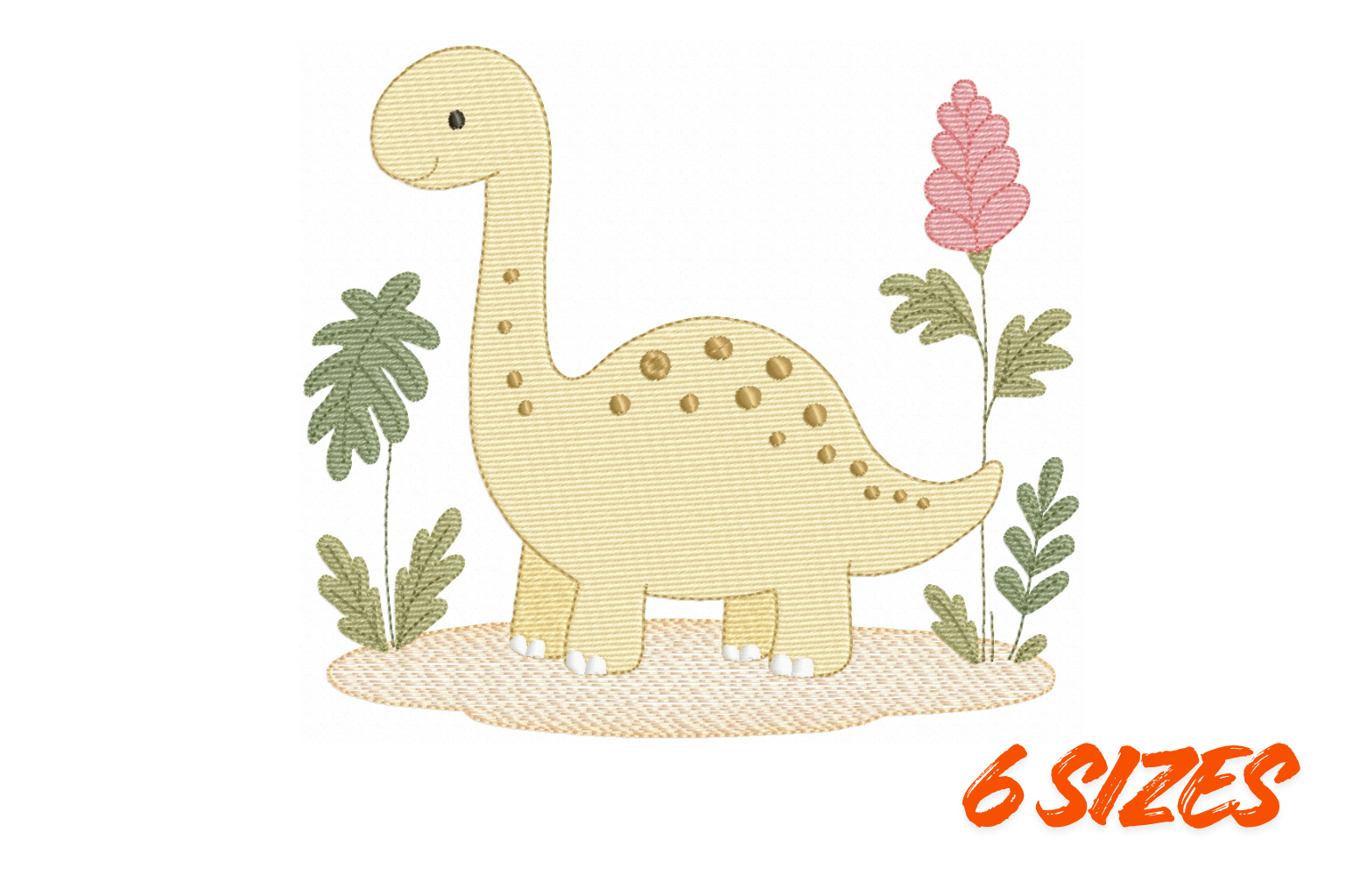 Cute Dinosaur Embroidery Design Art