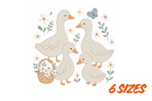 Cute Goose Family Embroidery Design