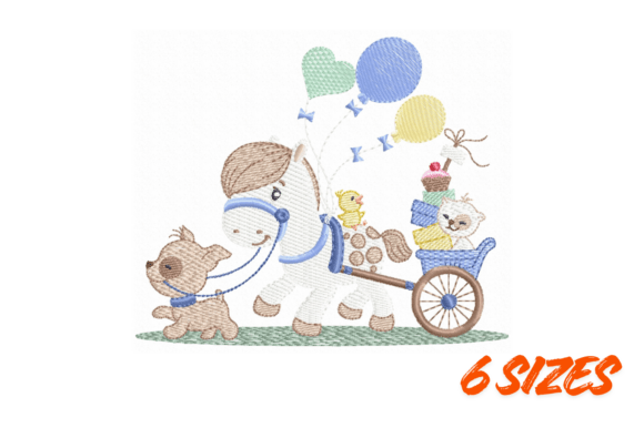 Cute Pony Embroidery Design for Babies