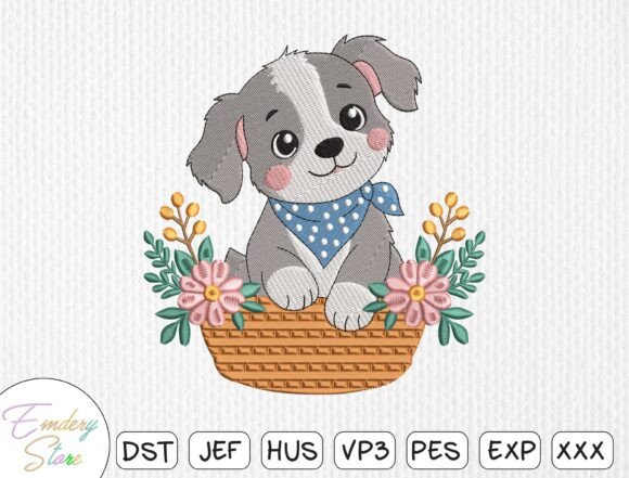 Cute Puppy Embroidery Design