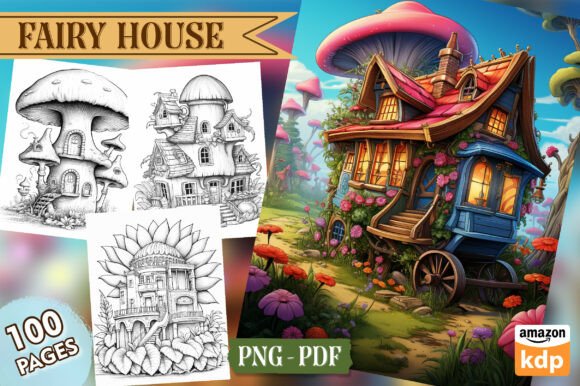 Preview of Fairy House Coloring Pages, Vol. 02 coloring pages for adults