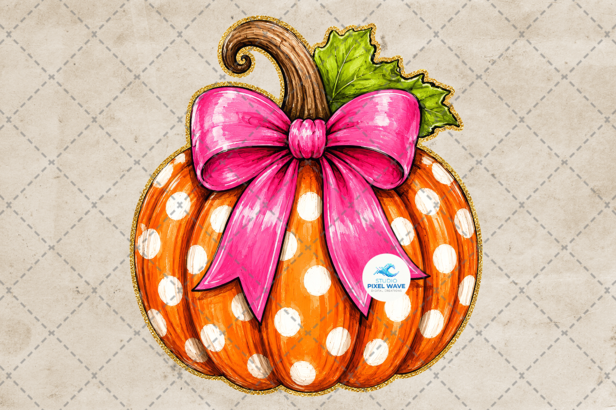 Glitter Coquette Pumpkin Fall Png