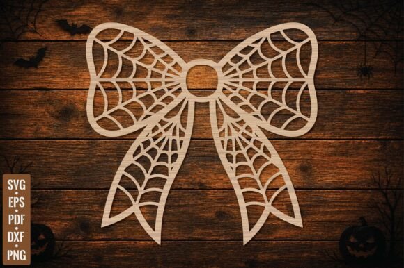 Halloween Spider Web Bow Laser Cut SVG Corte a Laser Por Artify Studio