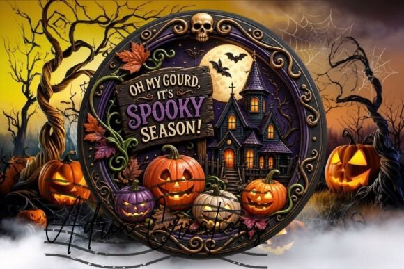 Halloween Round Door Sign, Wind Spinner
