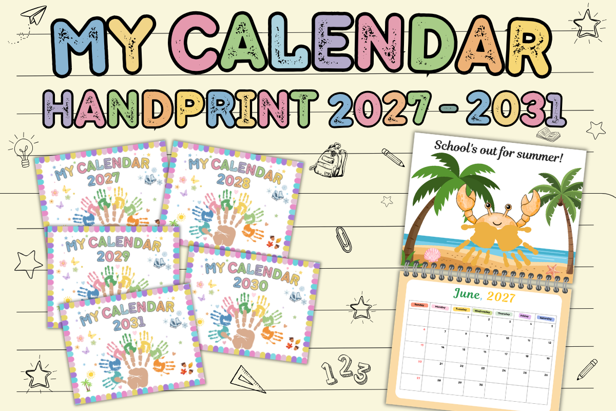 Kids Handprint Calendar Craft PDF