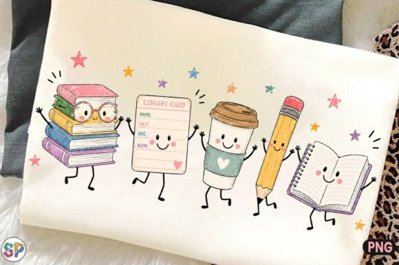 Library Doodle Teacher School Shirt PNG