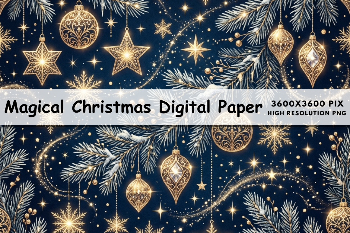Magical Christmas Digital Paper,Pattern