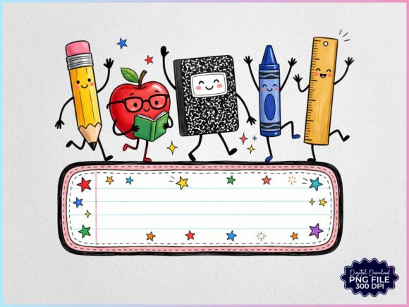 Personalized Back to School Supplies PNG