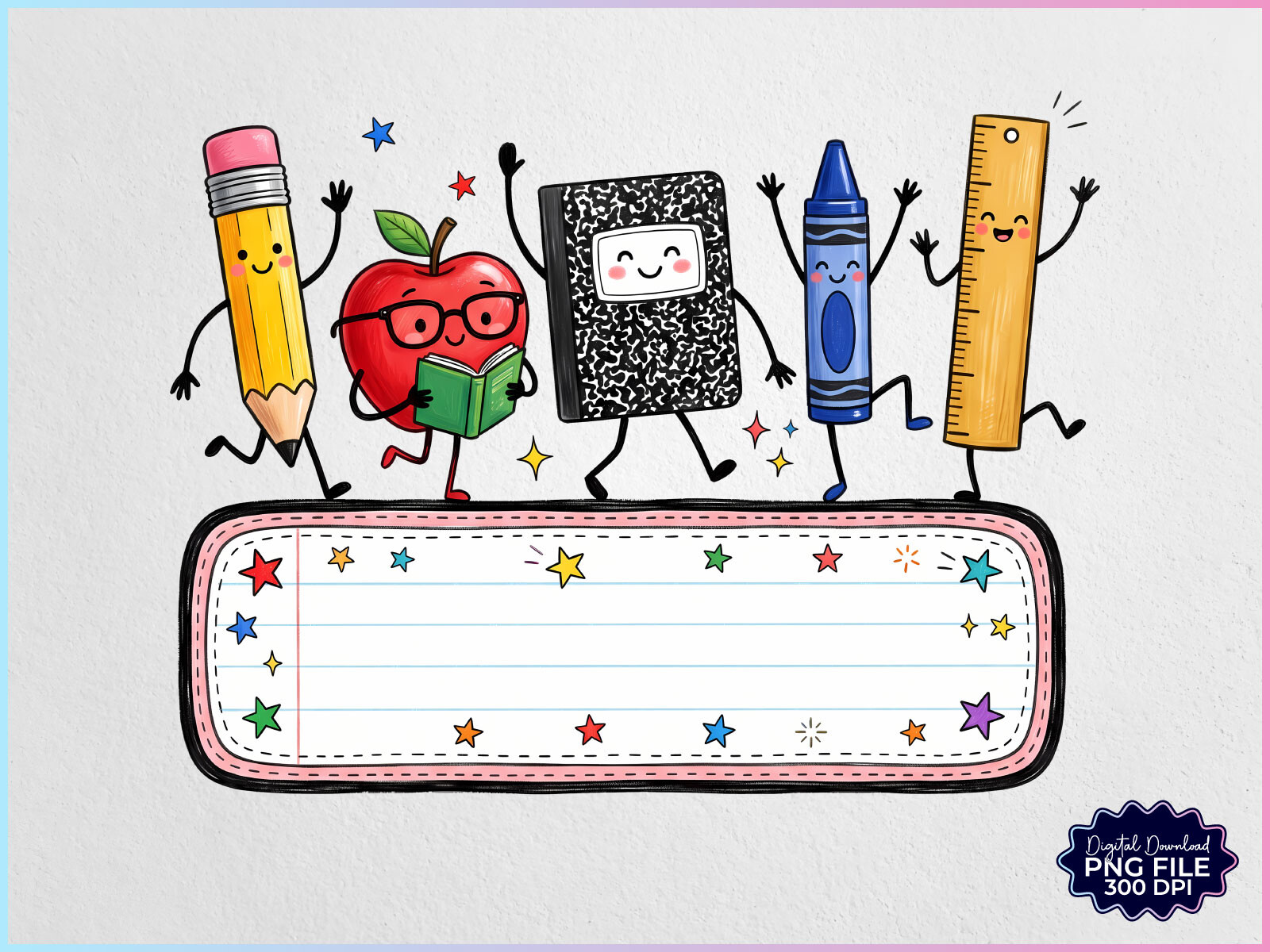Personalized Back to School Supplies PNG