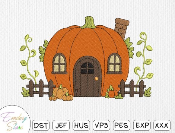 Pumpkin House Embroidery Design