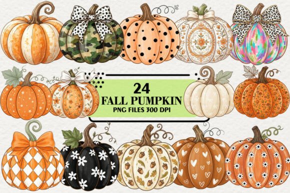 Retro Fall Pumpkin Clipart Bundle