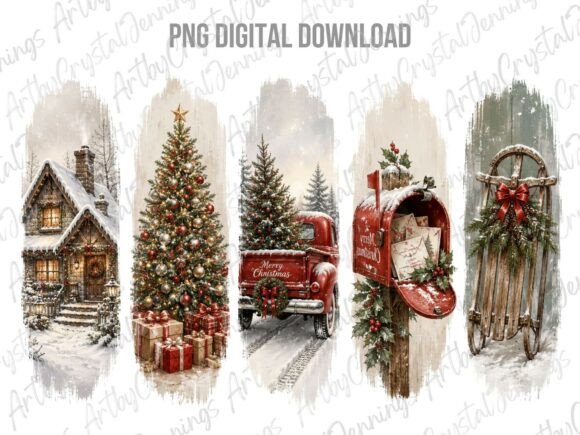 Rustic Christmas Winter Brushstroke PNG