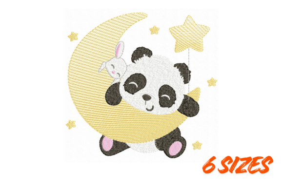 Sleeping Panda Moon Embroidery Art