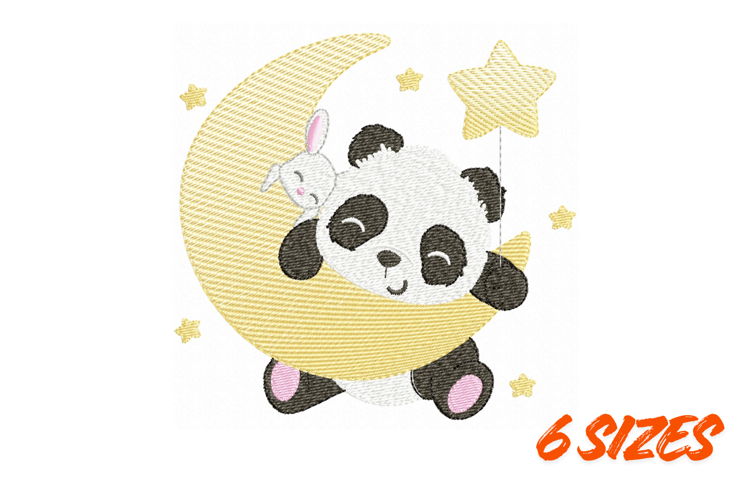Sleeping Panda Moon Embroidery Art