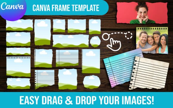 Torn Paper Canva Frames Template Bundle