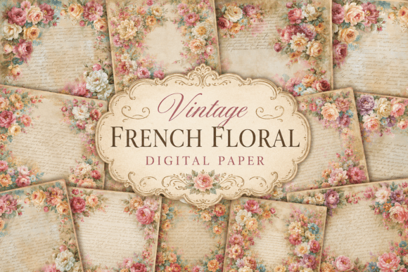 Preview of Vintage French Floral Digital Paper