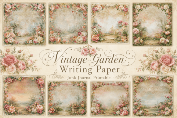Preview of Vintage Garden Writing Paper