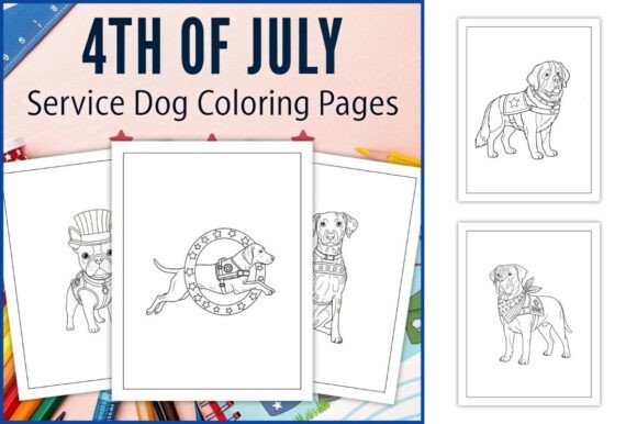 4th of July Service Dog Coloring Pages