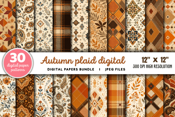 Autumn Plaid Digital Paper Bundle