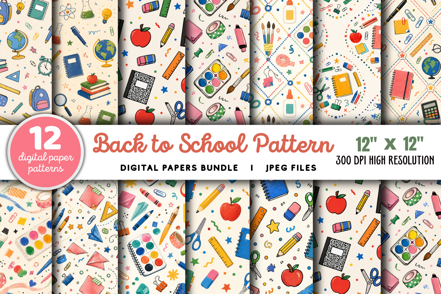 Back to School Digital Paper Bundle Graphic by Styled Stock · Creative ...