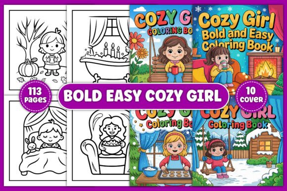 Cozy Girl Bold and Easy Coloring Pages