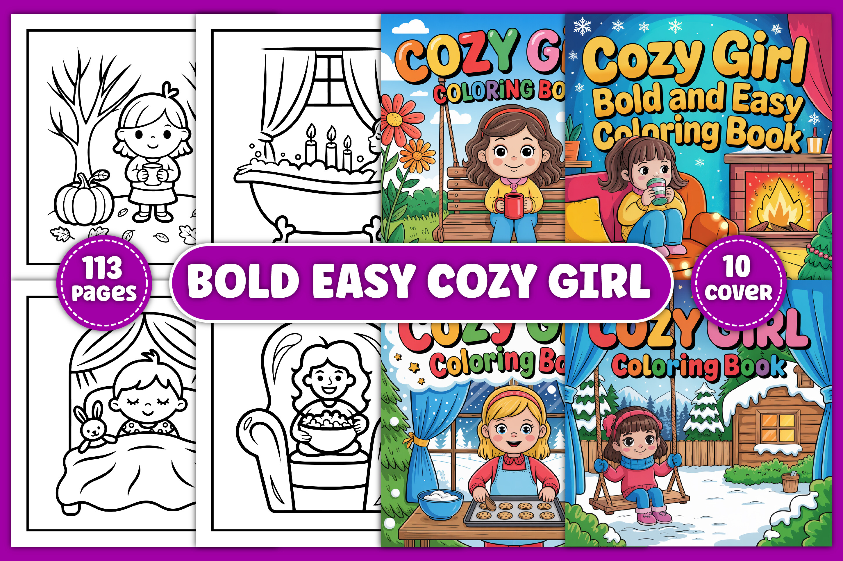 Cozy Girl Bold and Easy Coloring Pages