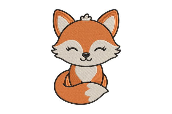 Cute Fox Embroidery Design