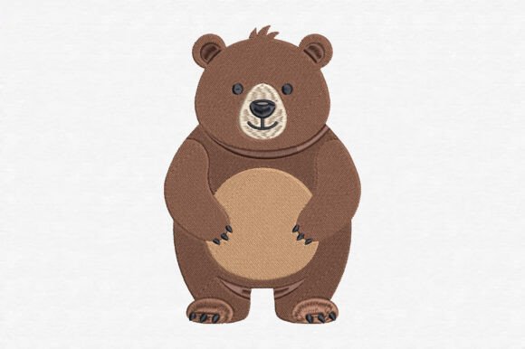 Cute Standing Bear Embroidery Design